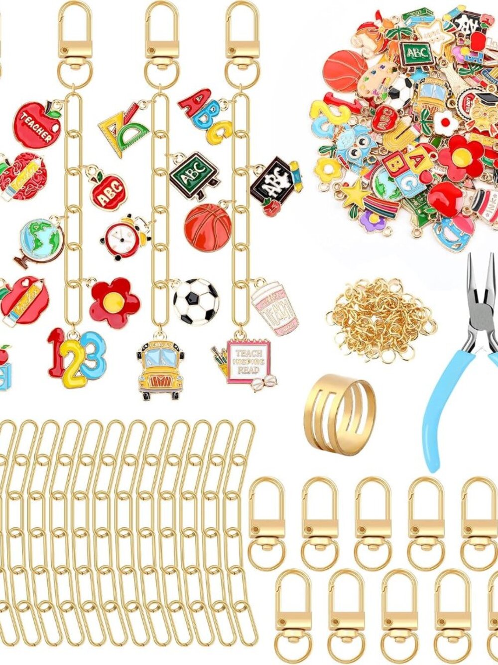 189Pcs Teacher Keychain Making Kit School DIY Keychain Craft